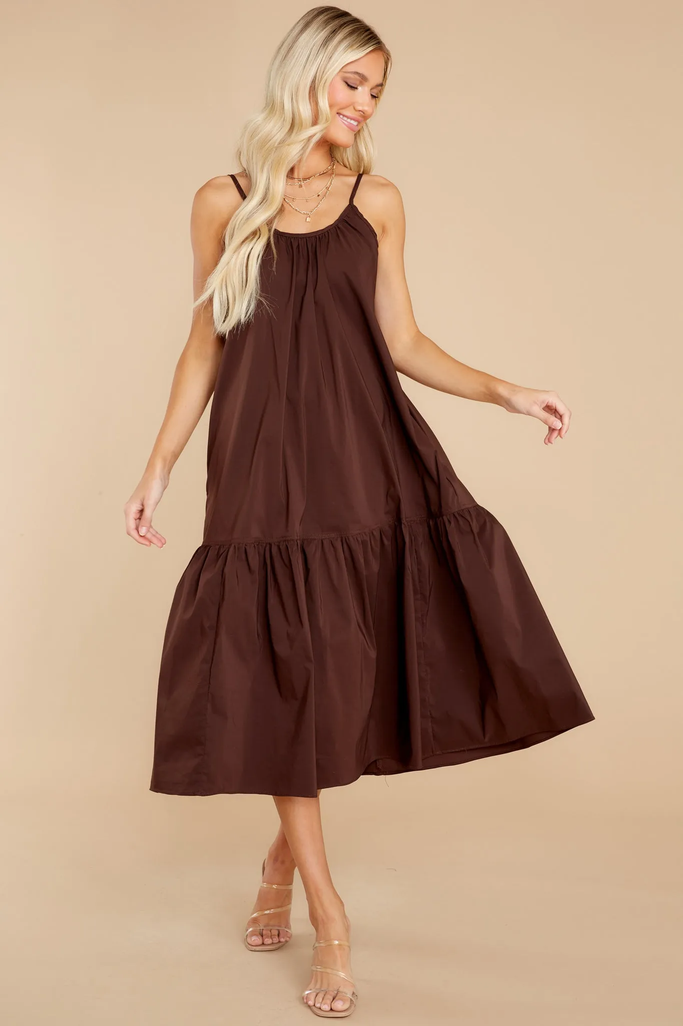 Fields Of Joy Chocolate Midi Dress