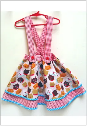 Flared skirt TOPSY SKIRT pdf sewing pattern with XMAS ANGEL applique sizes 1-12 years.