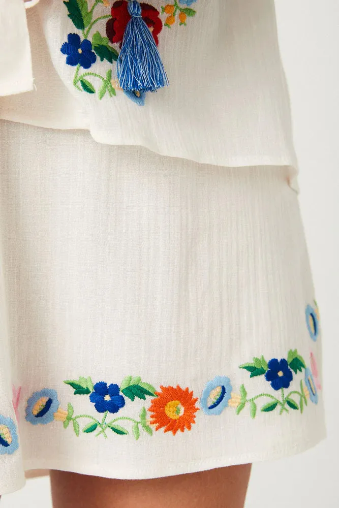 Florapaloosa Embroidered Mini Skirt - Wildflower