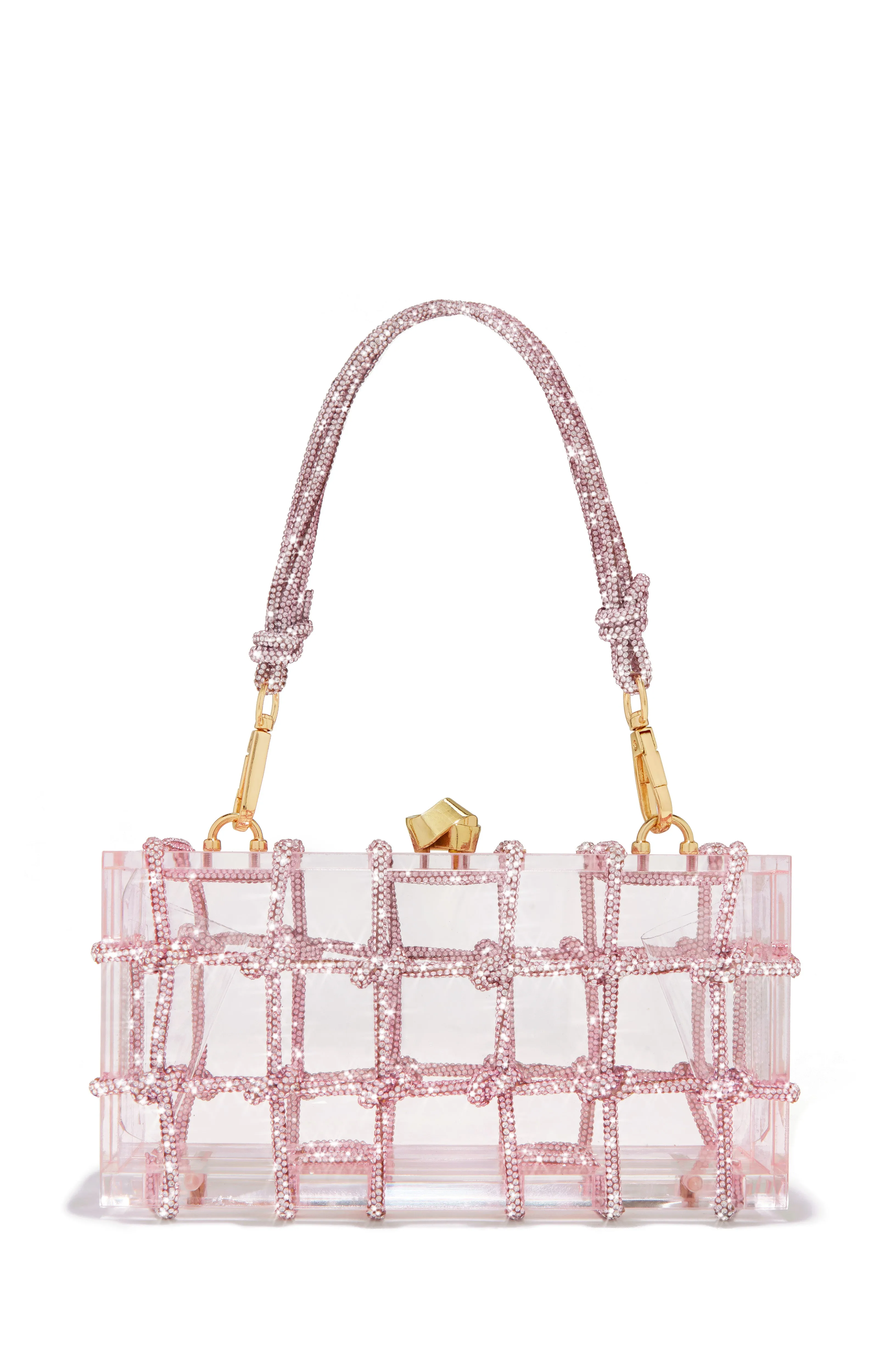 Forever Perfect Embellished Caged Clear Bag - Silver