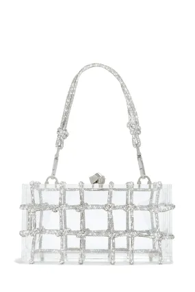 Forever Perfect Embellished Caged Clear Bag - Silver