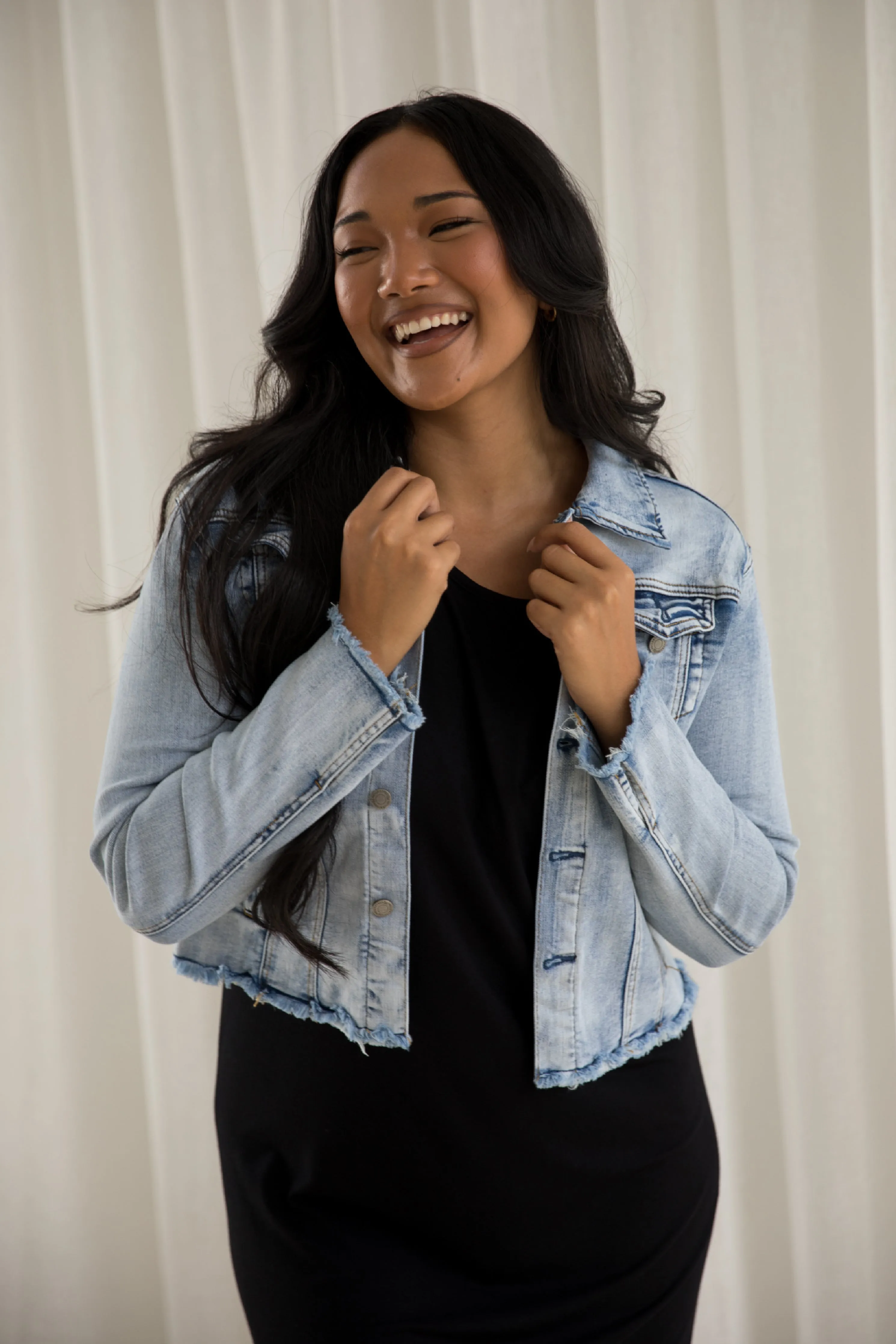 Frayed Denim Jacket | Light Blue