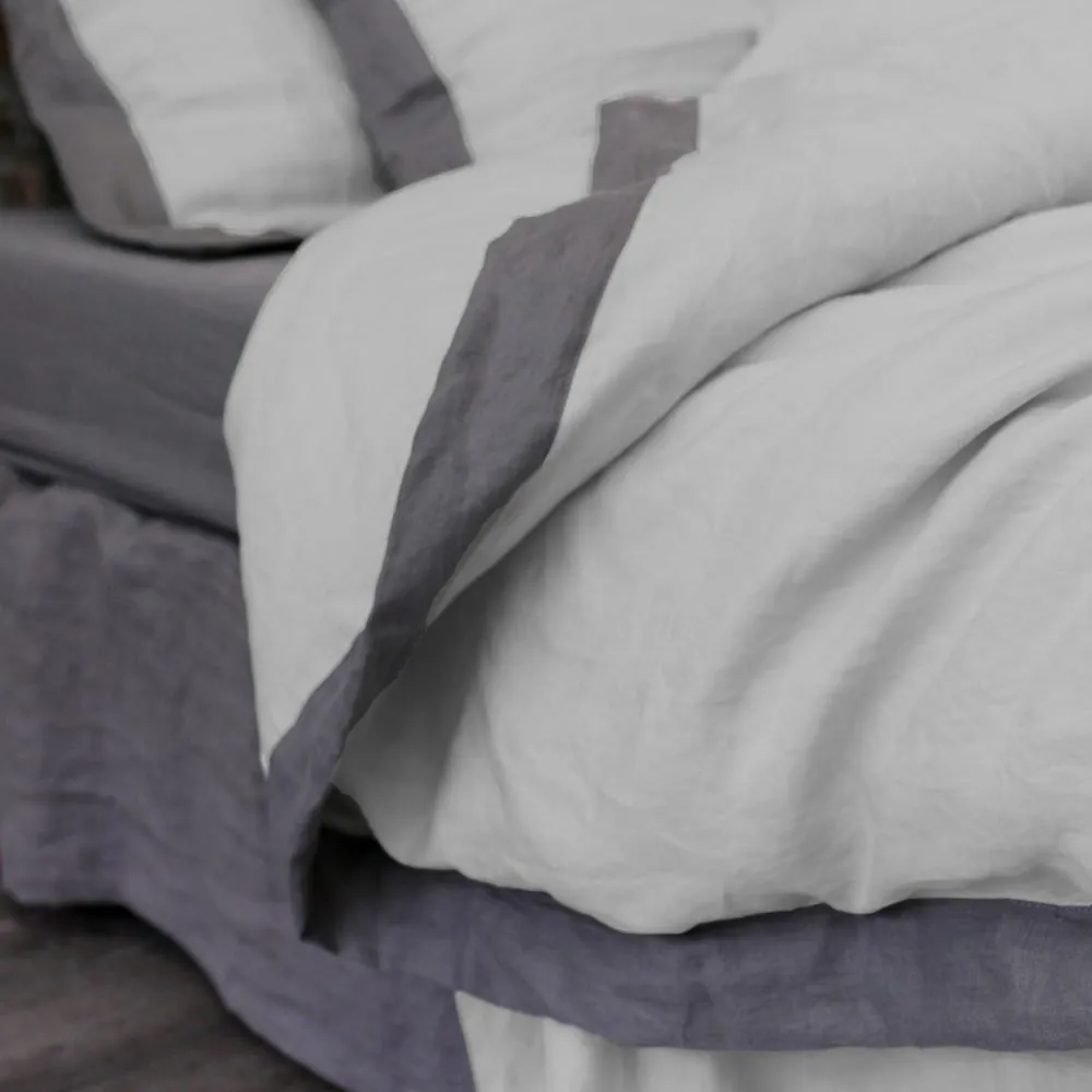 French color Border Linen Duvet Cover