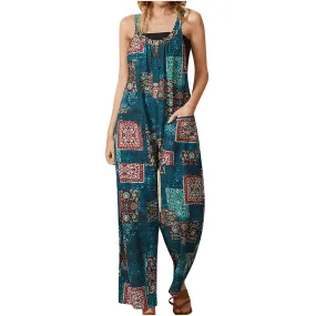 Funki Buys | Pants | Women's Boho Loose Fit Wide Leg Romper