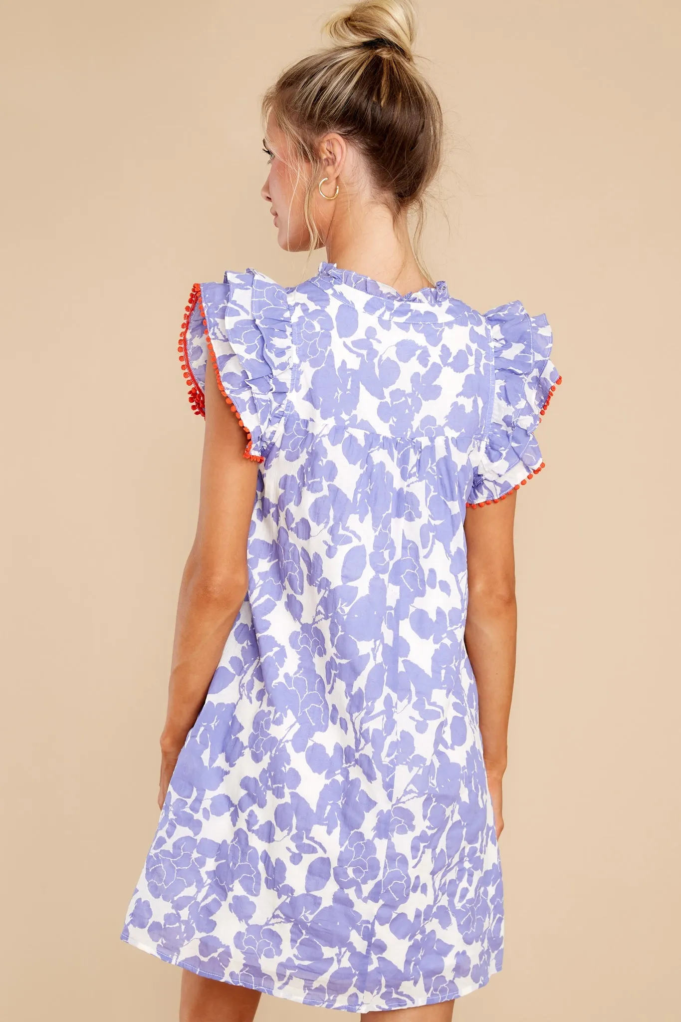 Garden Meandering Purple Floral Print Dress