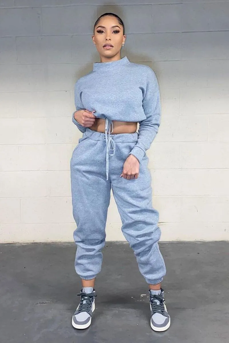 Grey Drawstring Waist Jumper and Joggers Co-ord - Kayla