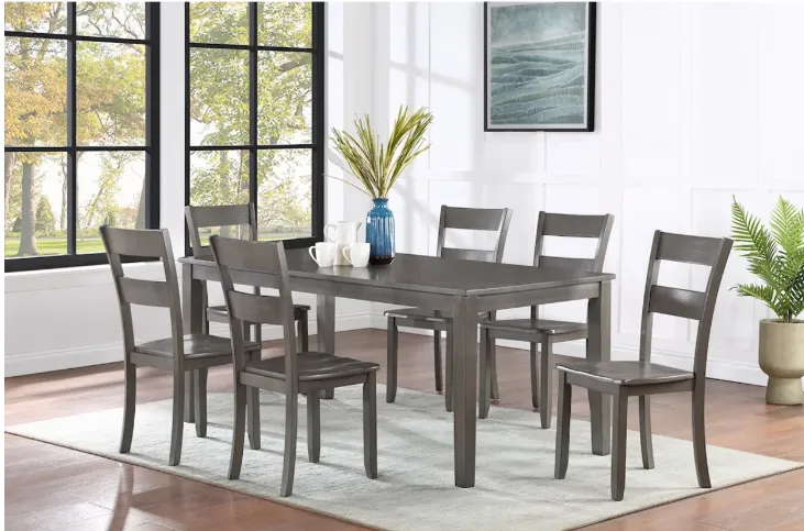 GREY WOODEN DINETTE SET 6 CHAIRS (FLOOR SAMPLE SALE)