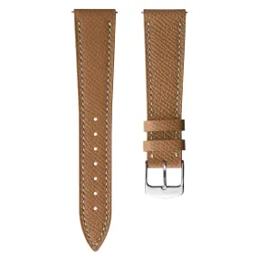 Hand Stitched Epsom Alpine Leather Watch Strap - Light Brown