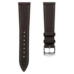 Hanley Textured Epsom Leather Watch Strap - Dark Brown