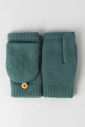 Hat | Teal Knit Convertible Fingerless Gloves | Fashion City