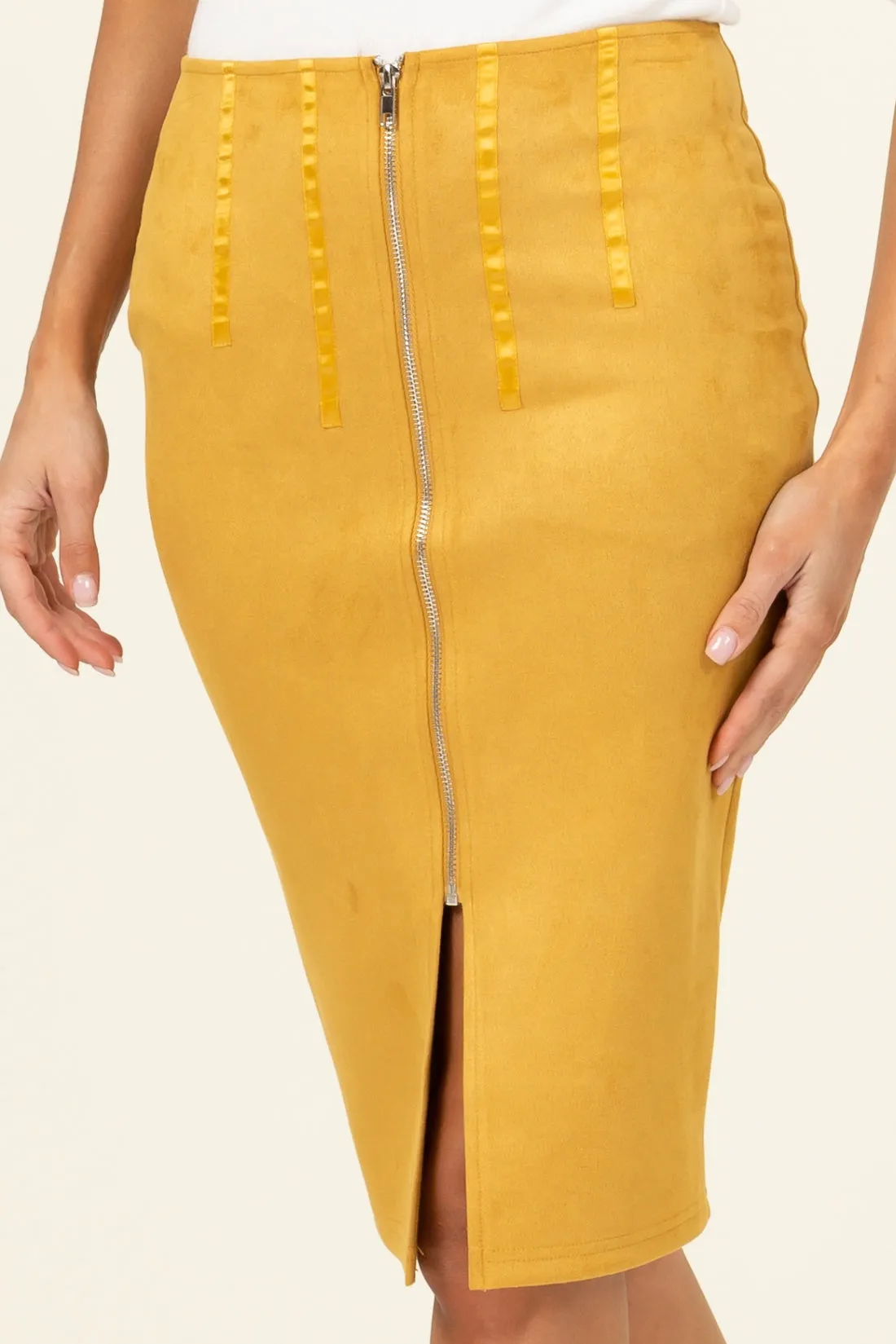 HF22C055-Zip Front Pencil Skirt