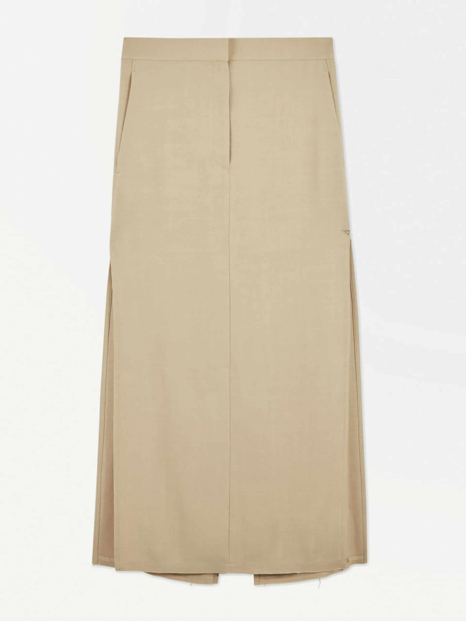 High-slit maxi pencil skirt in beige