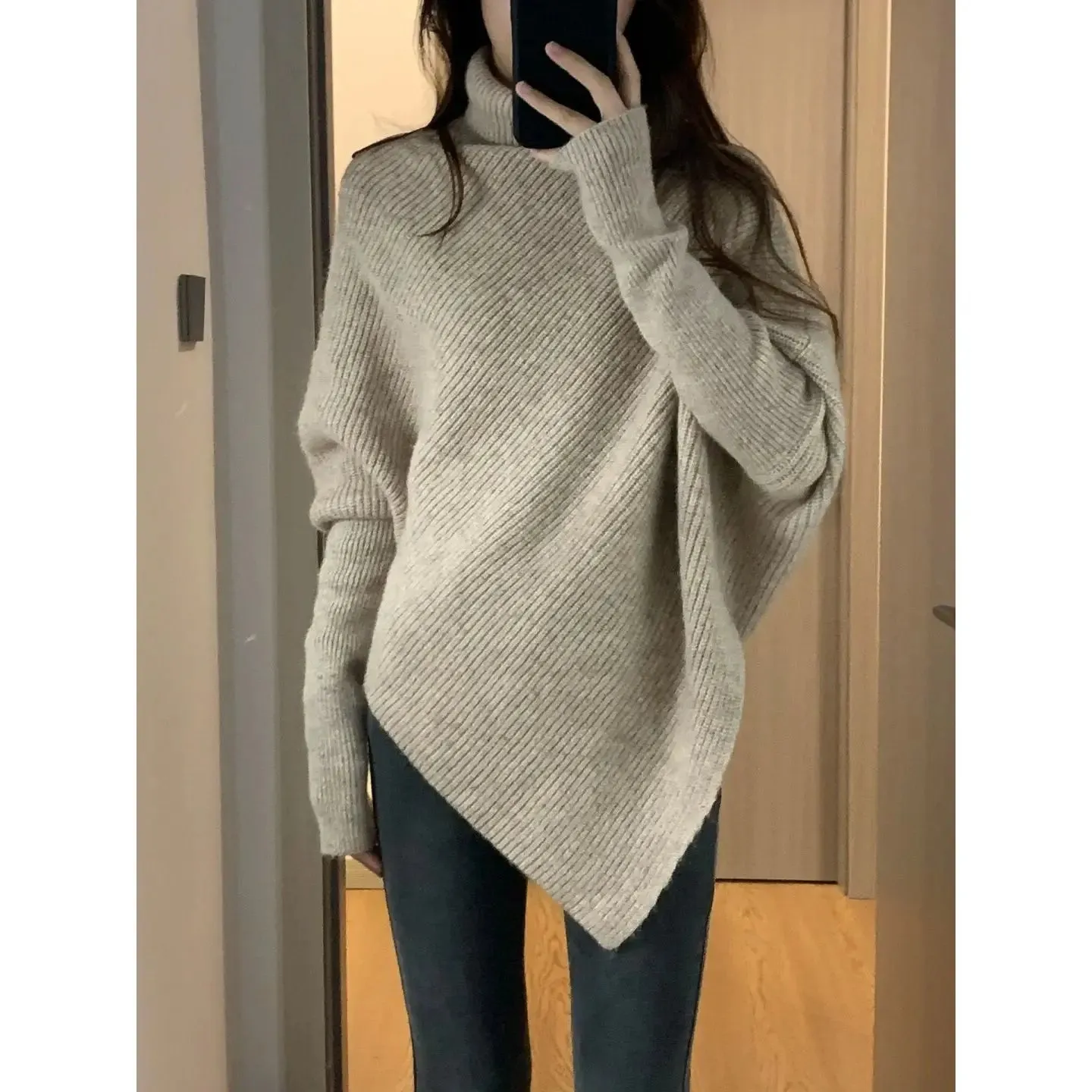 Hnewly WINTER OUTFIT Ladies Sweater Dress Blue with Headings Knitted Tops Sweaters for Women Vintage Crochet Long Cashmere Winter 2024 Trend Luxury