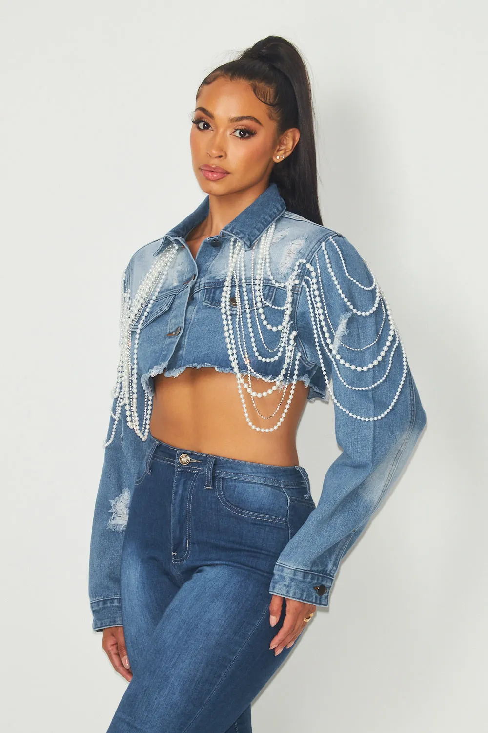 Hot & Delicious Women's Cropped Denim Jacket