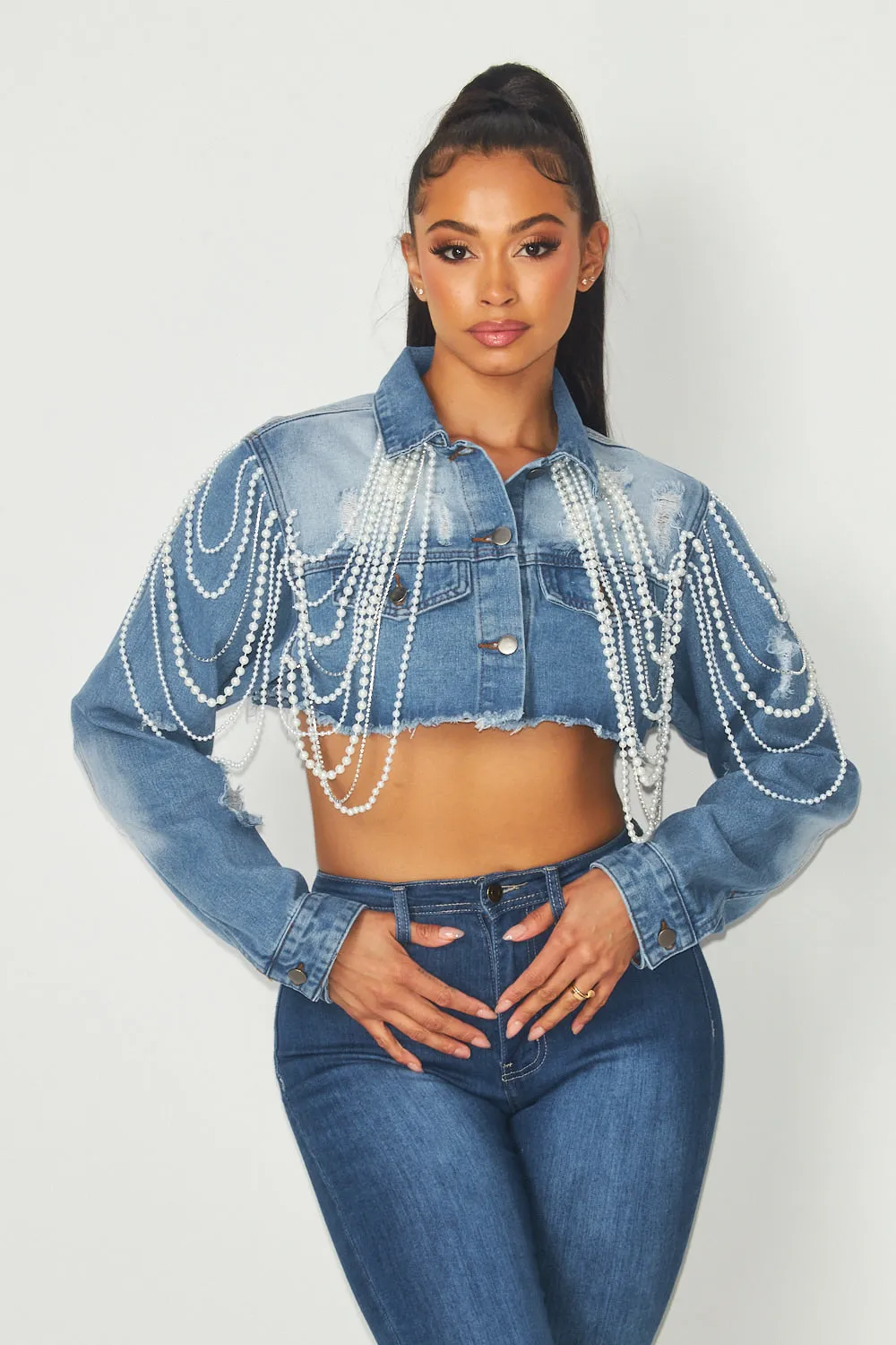 Hot & Delicious Women's Cropped Denim Jacket