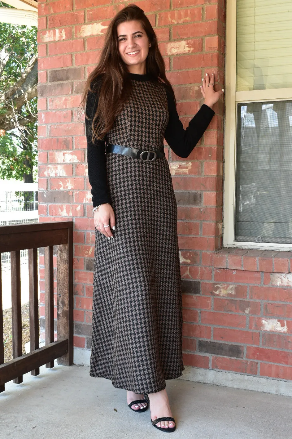 Houndstooth Sweater Dress