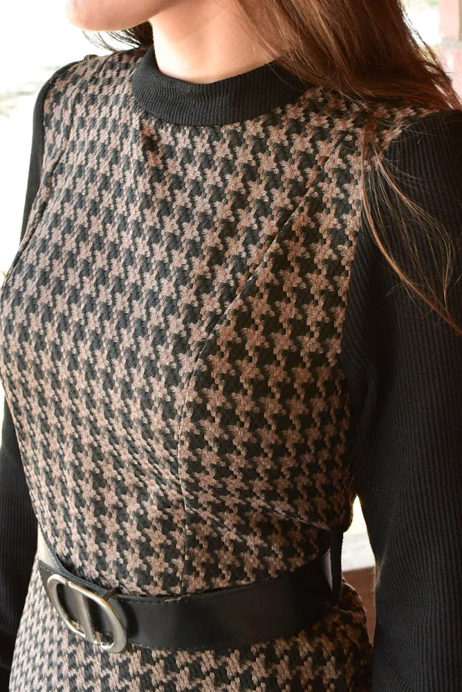 Houndstooth Sweater Dress