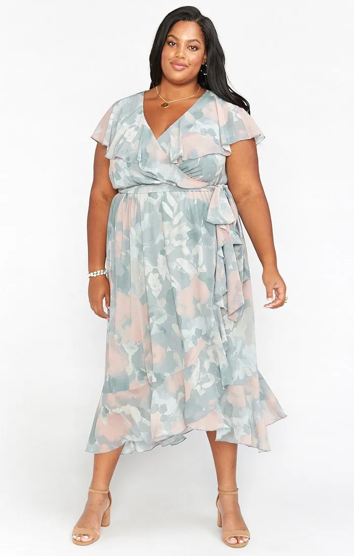 Jess Ruffle Midi Dress ~ Sage I Do Floral