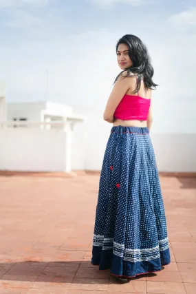 Kaisori Indigo Skirt - Polka dot