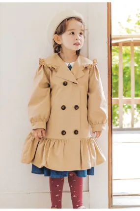 Khaki Loose Mid-Length Trench Coat