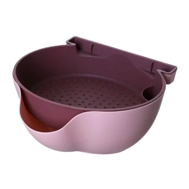 Kitchen Organizer Drain Basket Double Layer Plastic