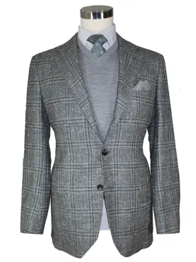 Kiton Sport Coat Gray Windowpane - Cashmere Unlined Men Blazer EUR 50 - US 40 R