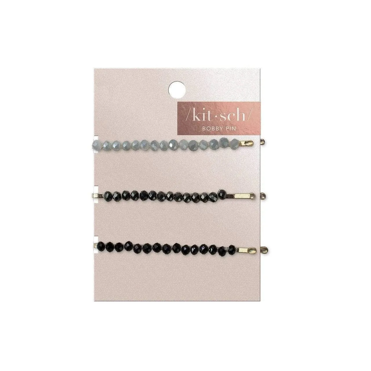 Kitsch - Beaded Black/Gray Metal Bobby Pins