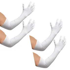 Kuber Industries Full Arm Sleeves Gloves | Cotton Summer Gloves | Protection From Sun Burns | Dust | Pollution | Gloves For Women | Gloves For Men | 2 Pair | Pack of 2 | White