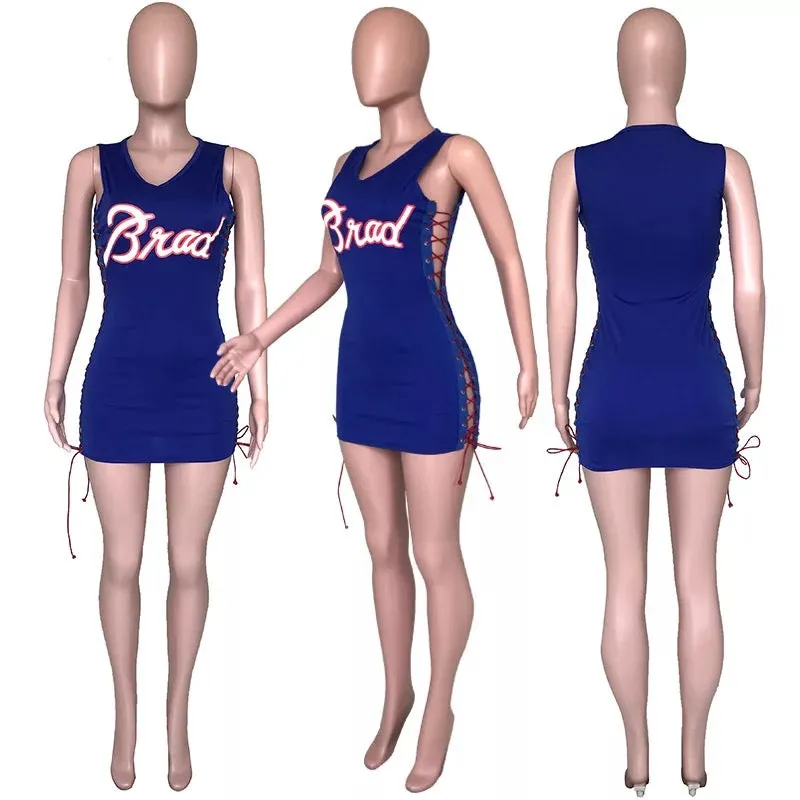 Ladies basketball sports lace up bodycon dress