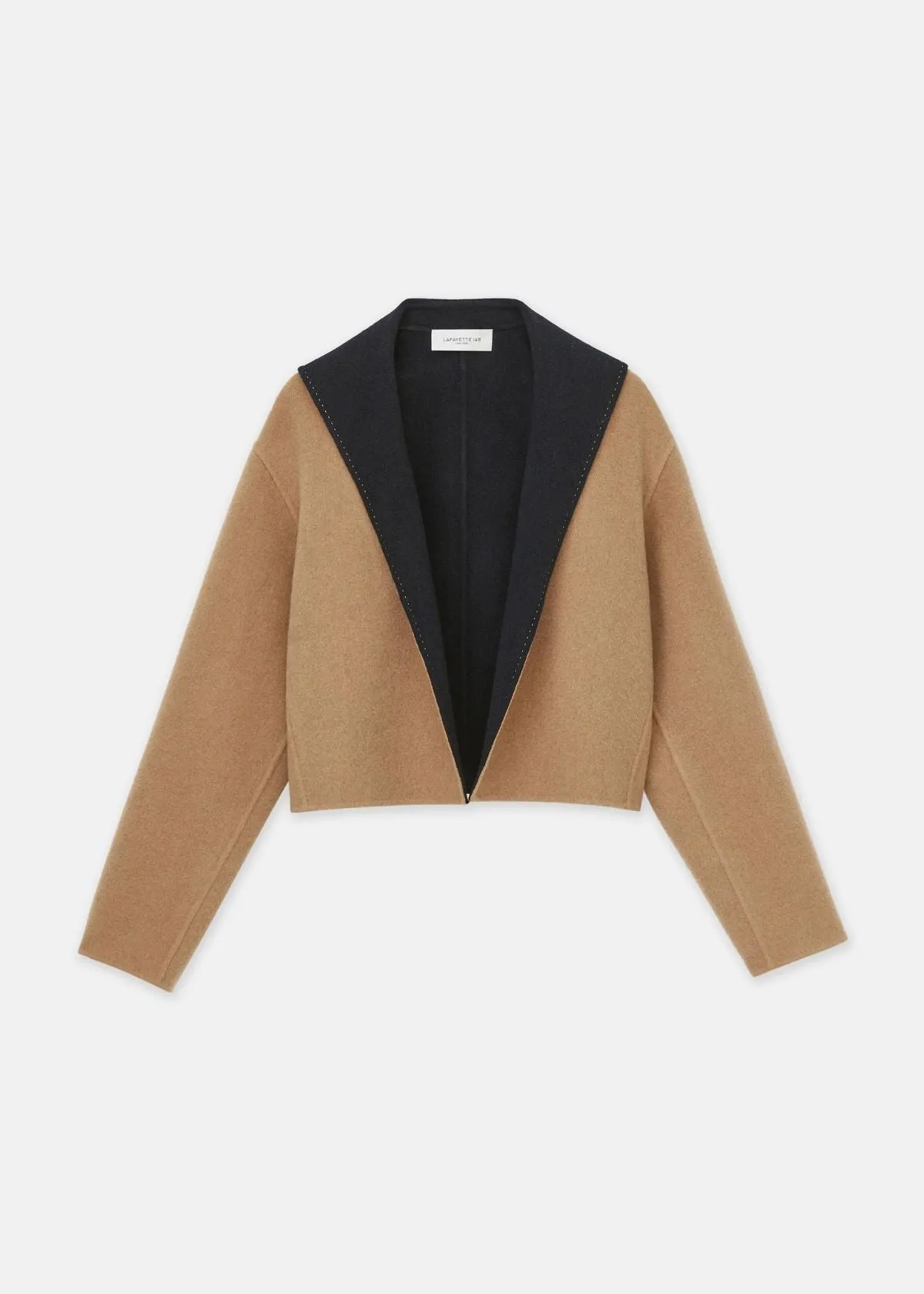 LAFAYETTE 148 Wool Cashmere Double Face Reversible Cropped Jacket