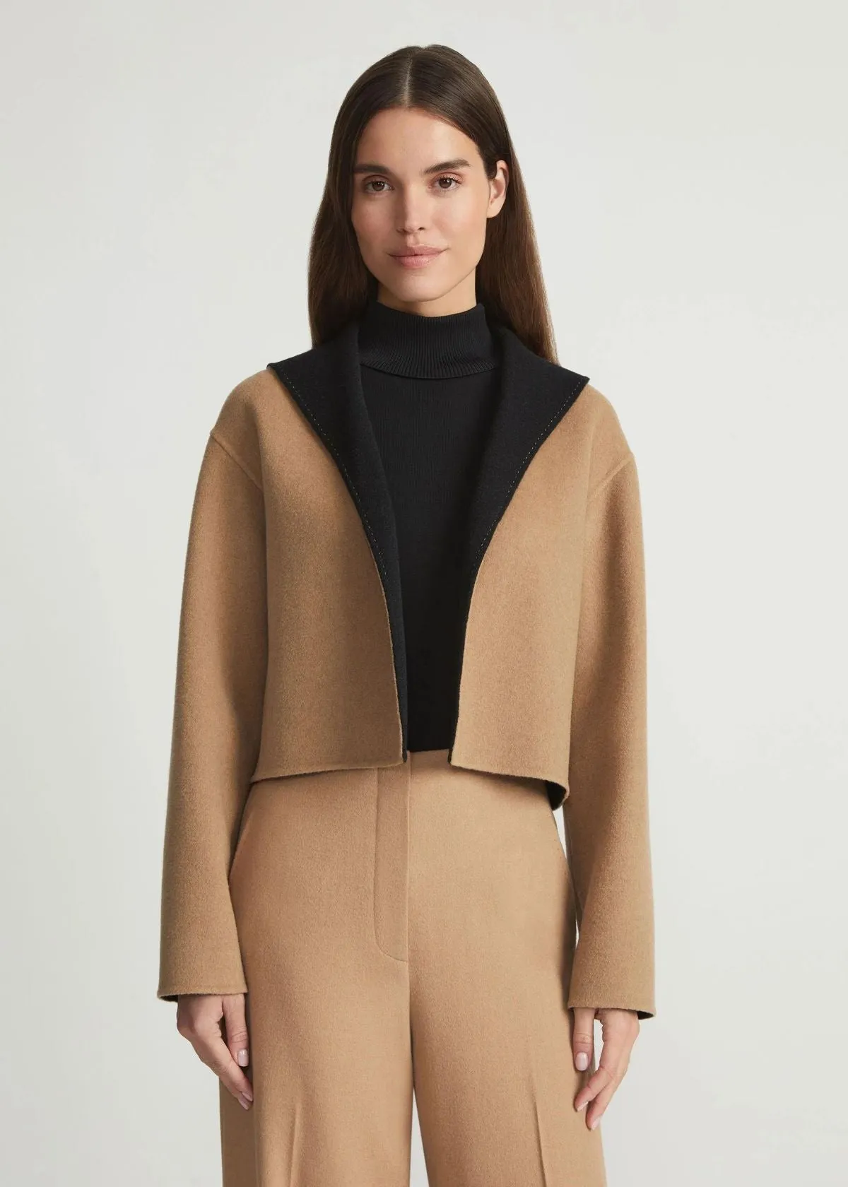 LAFAYETTE 148 Wool Cashmere Double Face Reversible Cropped Jacket