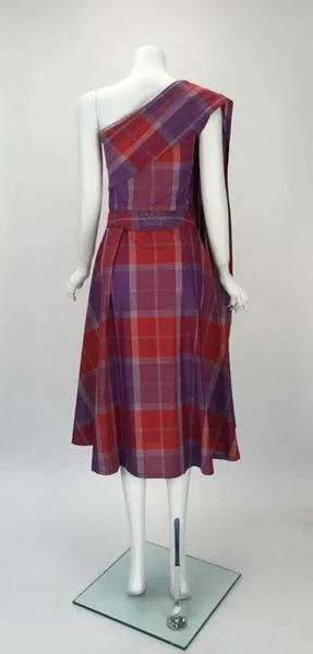 Late 1940s Tina Leser Cotton Madras Dress With Sash