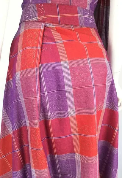 Late 1940s Tina Leser Cotton Madras Dress With Sash