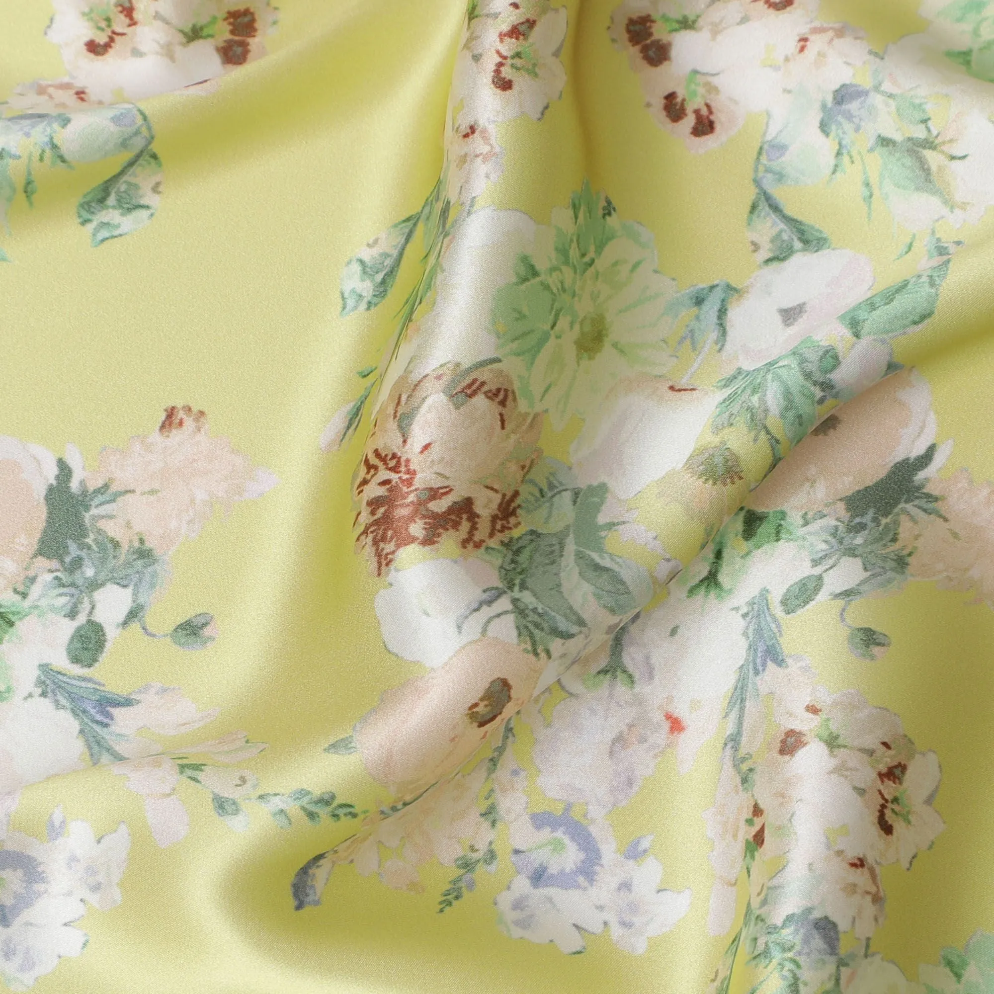 Lemon Yellow Satin Fabric: Vibrancy Unleashed - D17630