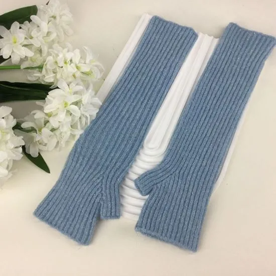 Long Fingerless Knitted Gloves