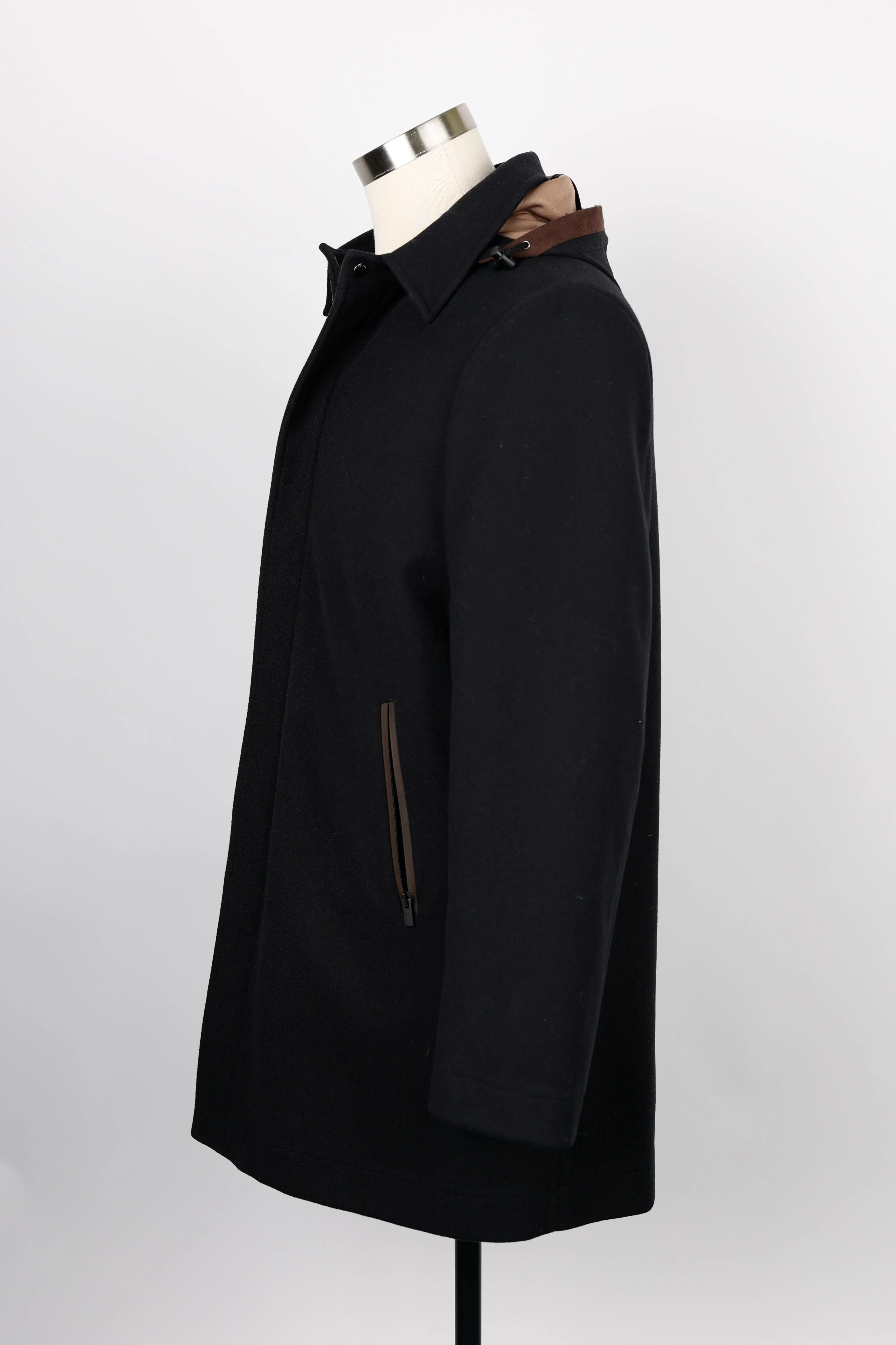 Long Hooded Wool Dress Coat