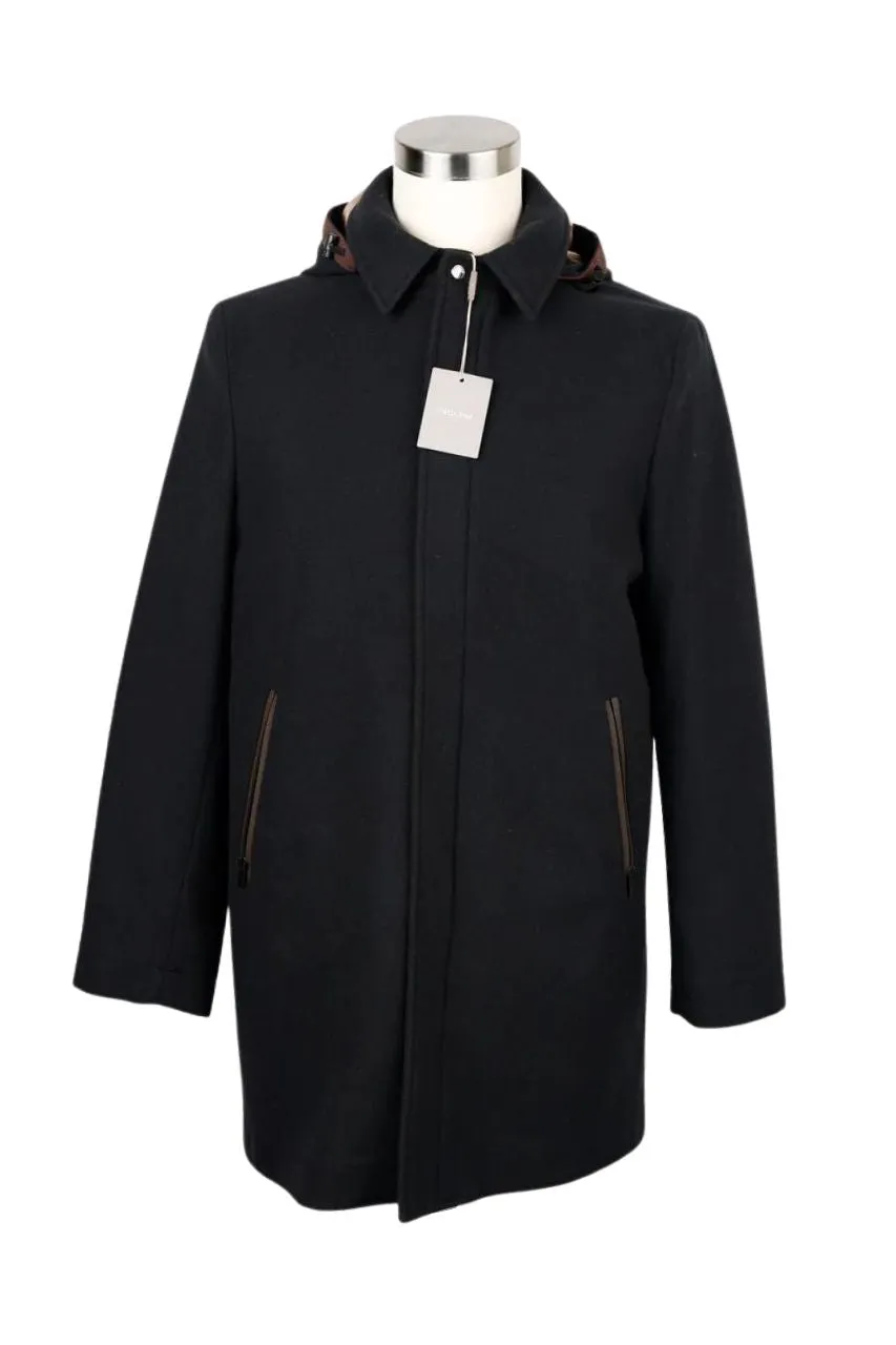 Long Hooded Wool Dress Coat