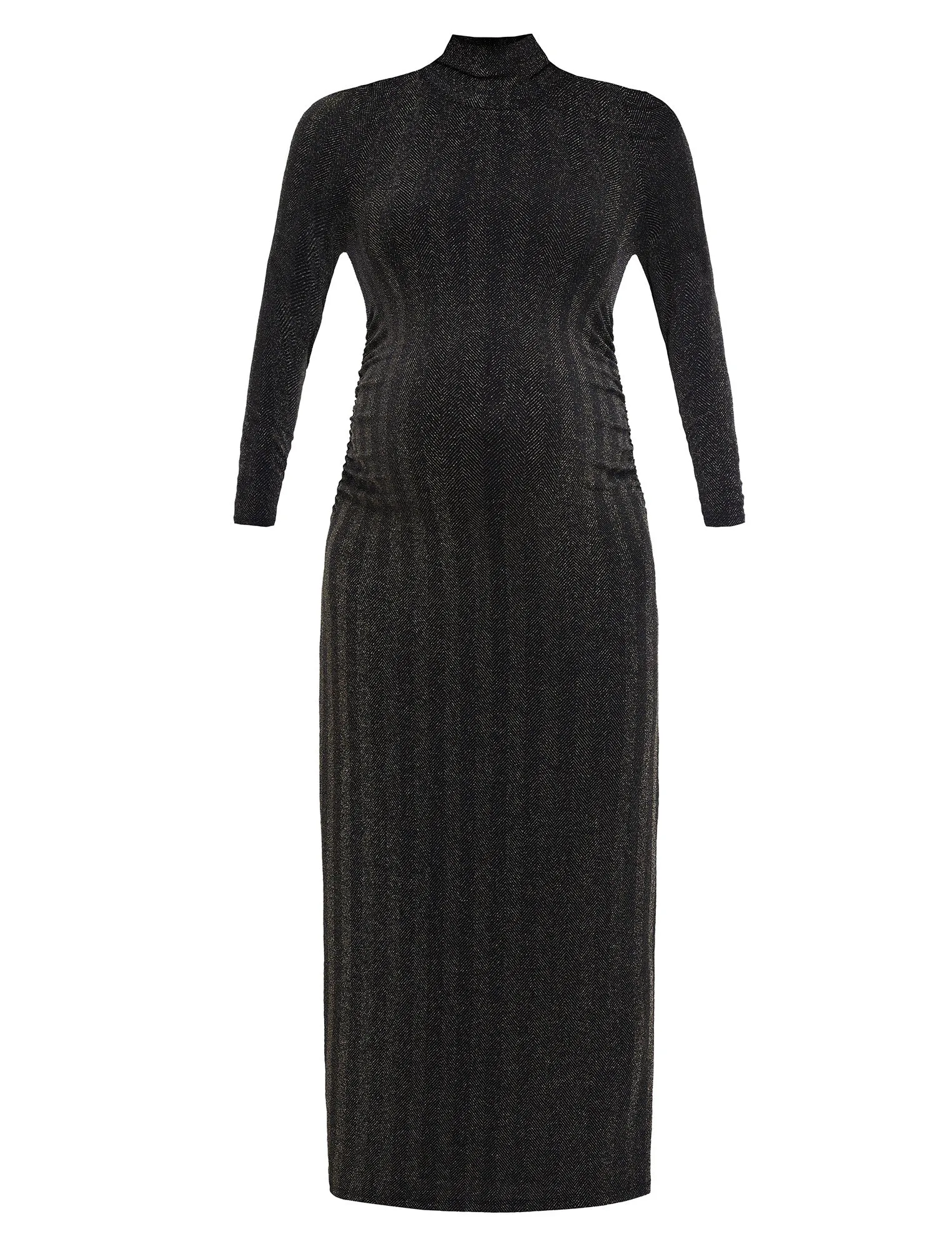 Long Sleeve Bodycon Maxi Dress in Lurex Knit