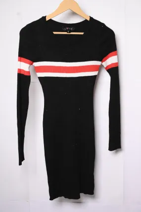 Lu NYC Black, Red, and White Bodycon Dress - Medium