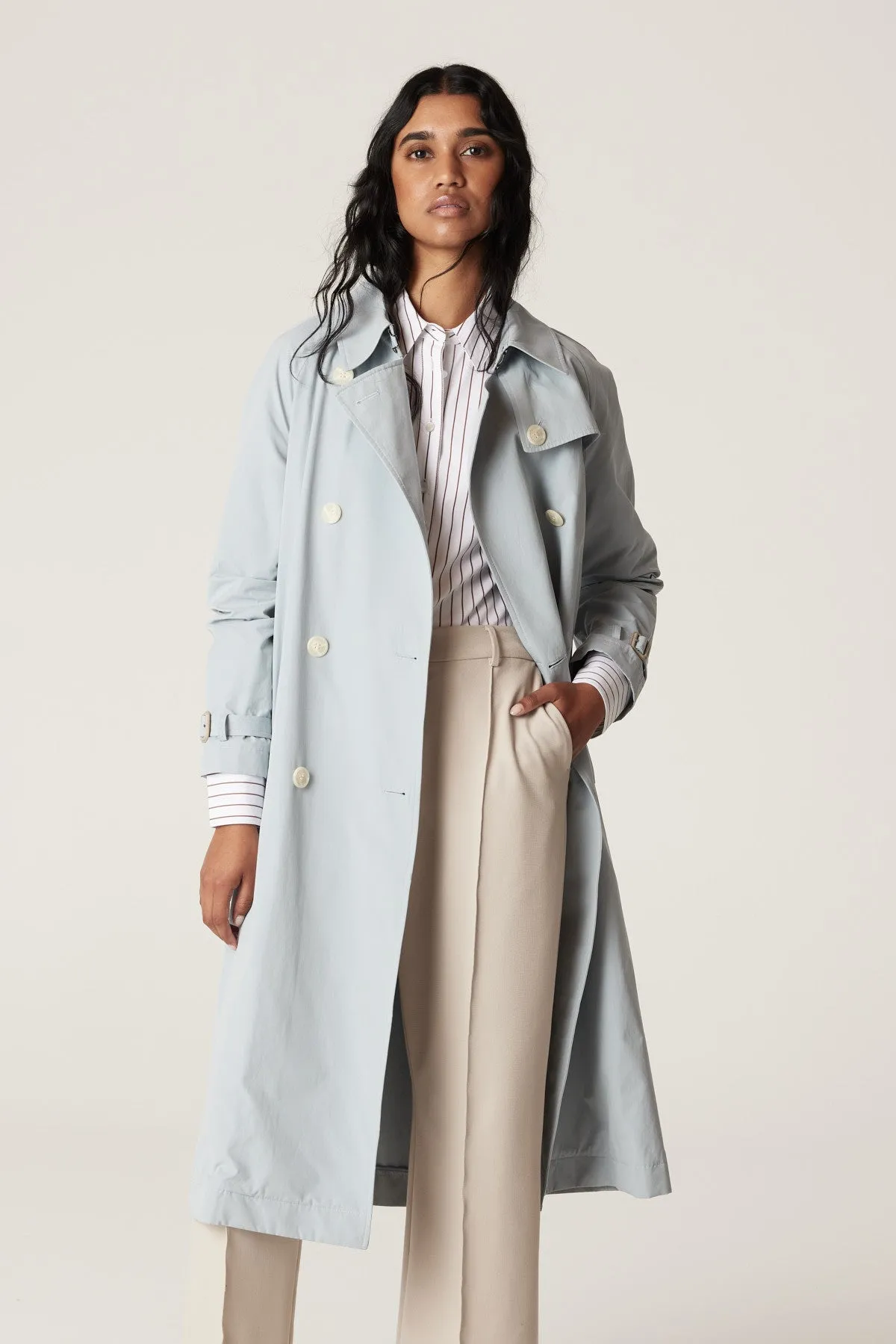 Luna Trench Coat - Ice Blue