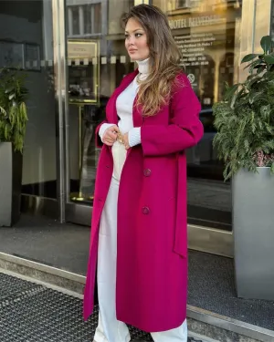 Magenta Wool Belted Coat