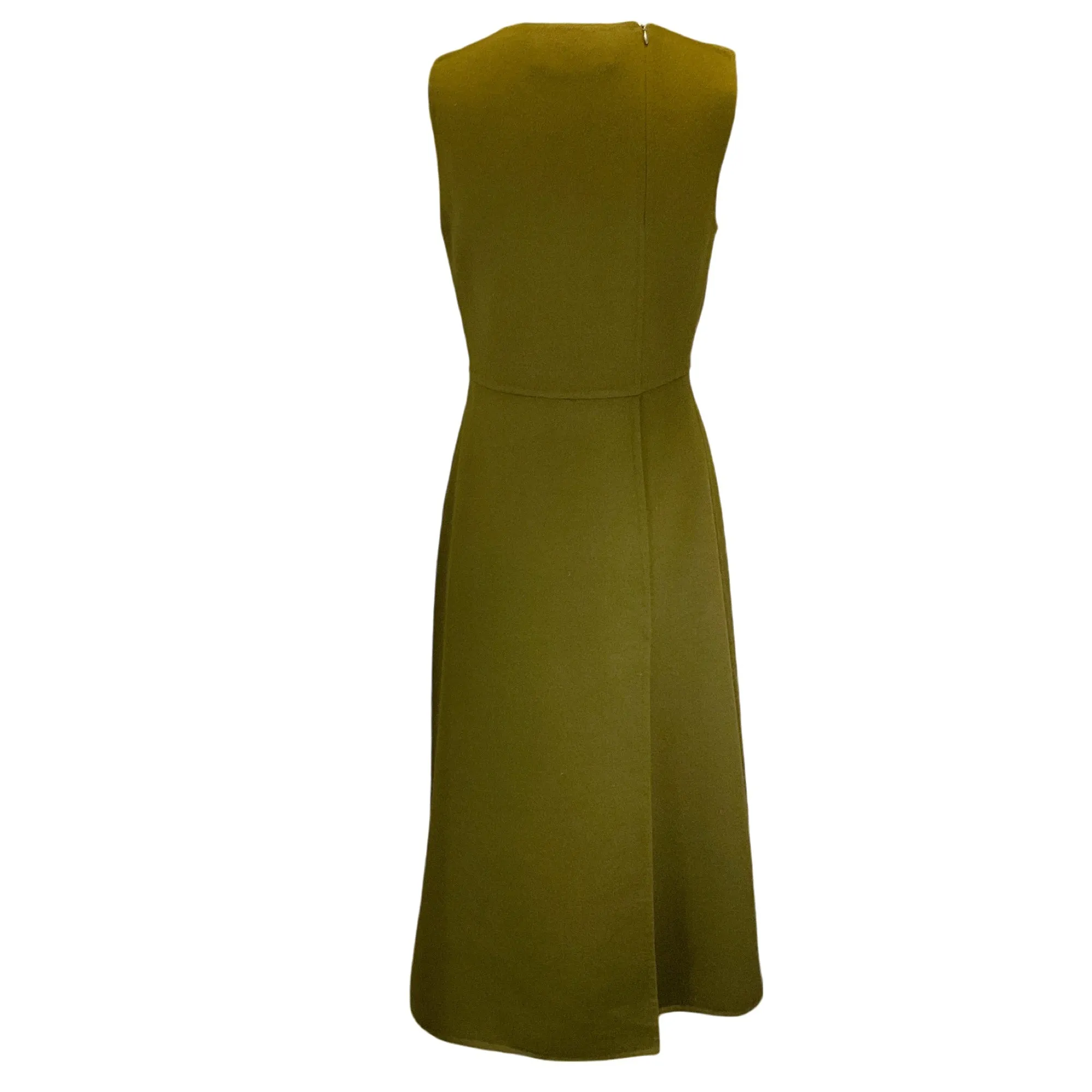 Marni Olive Green Sleeveless Wool and Cashmere Midi Dress