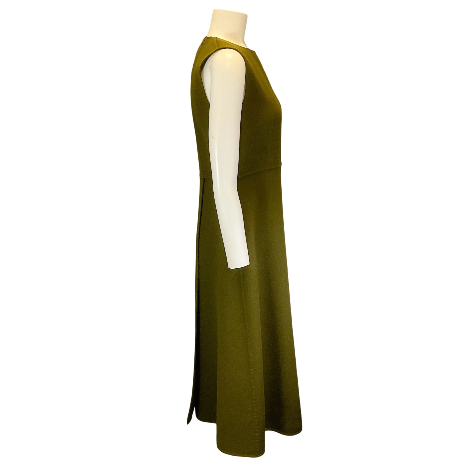 Marni Olive Green Sleeveless Wool and Cashmere Midi Dress