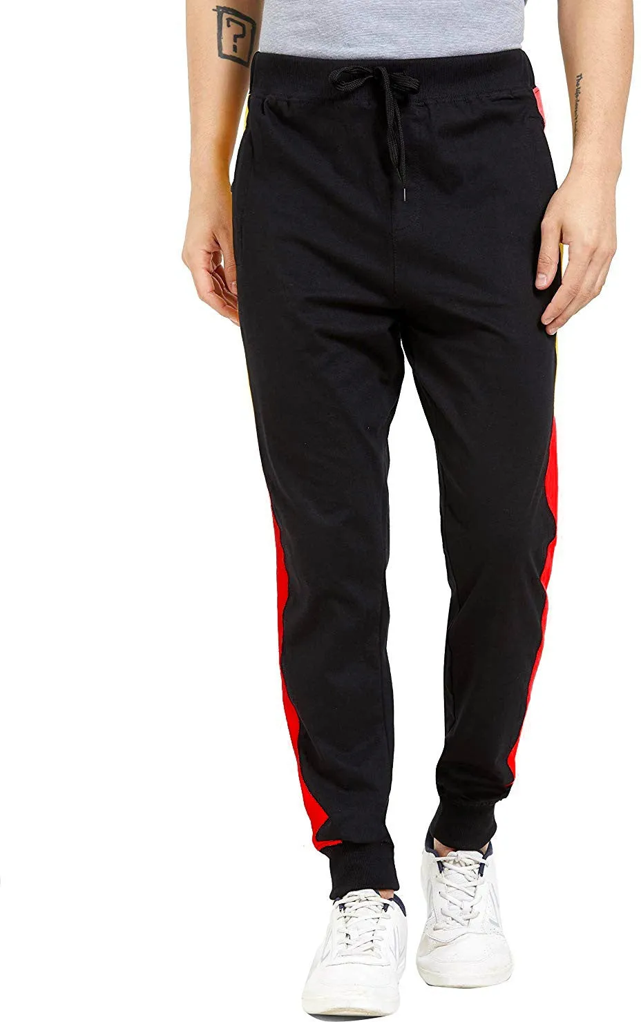 Men Colorblock Red/Black Joggers (Pack of 1)