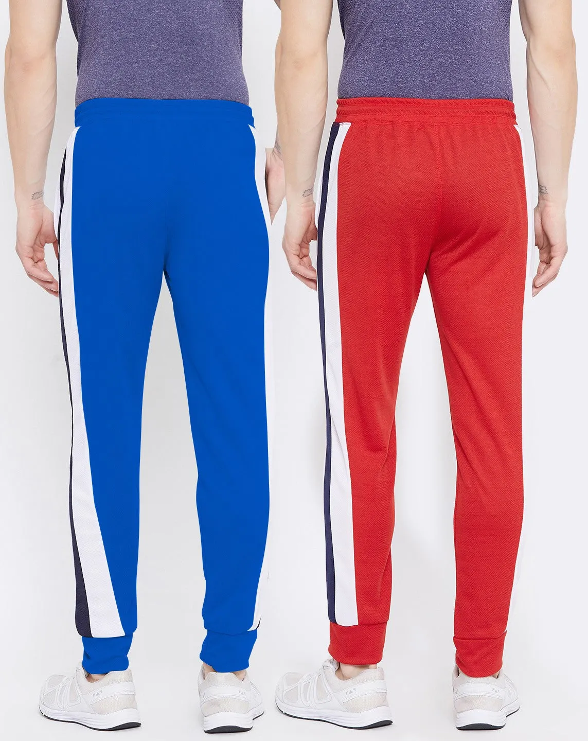 Men Solid Blue/Red Hiking Track Pants (Pack of 2)