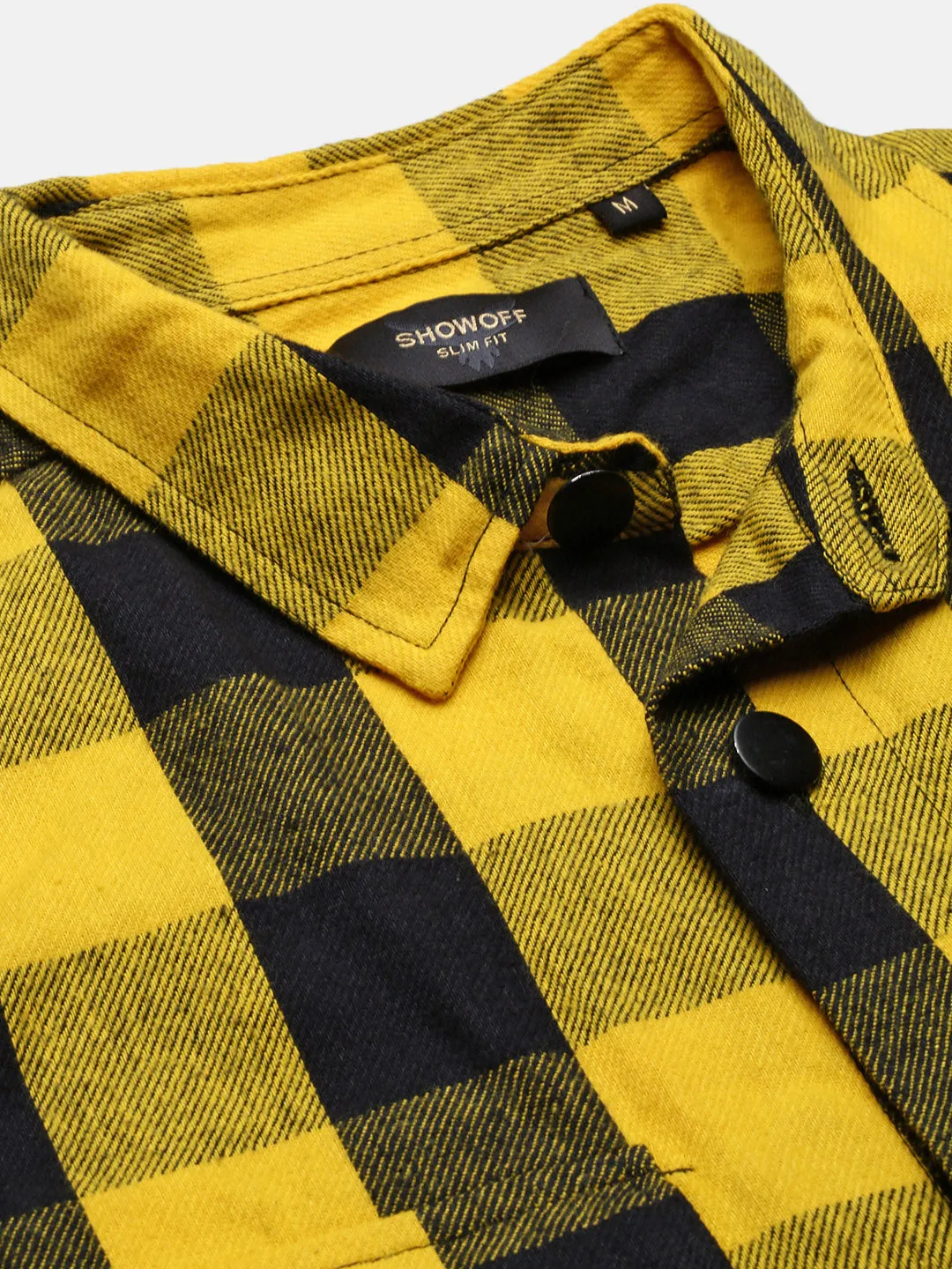 Men Yellow Checked Shacket