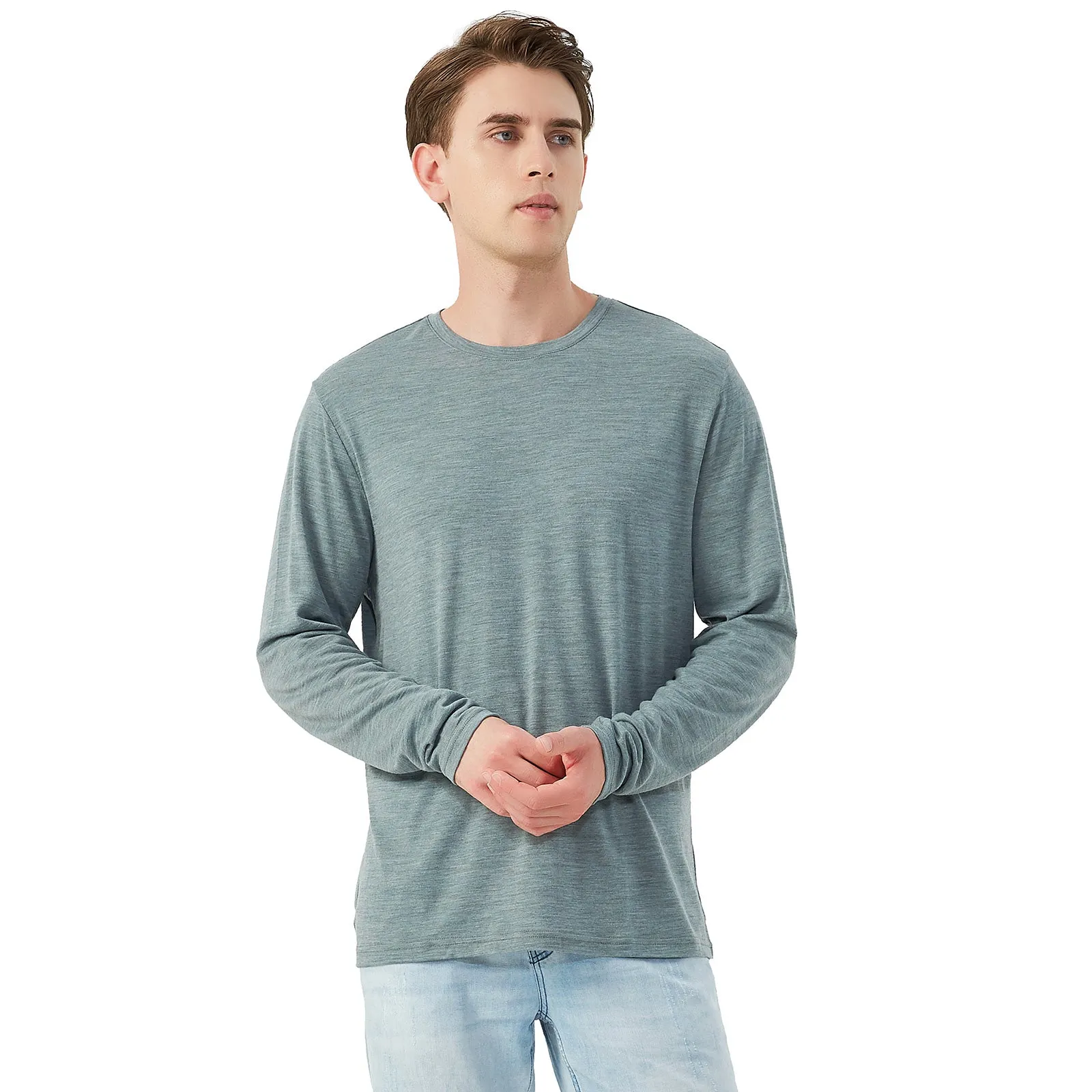 Men's Merino 170g Classic All-Season Base Layer Crew Gray