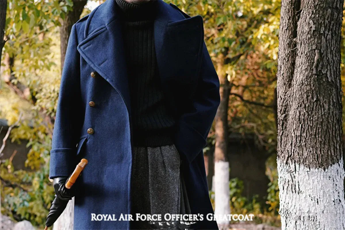 Men's Royal Air Force Coat Thick Wool Double-breasted Trench - Elegant and Classic