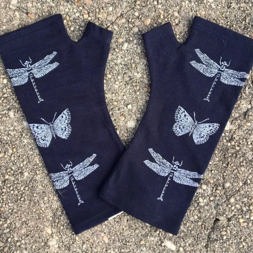 Merino Wool Gloves - Blue Dragonfly