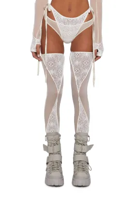 Mirage Mist Gloves And Stockings Set - Off White